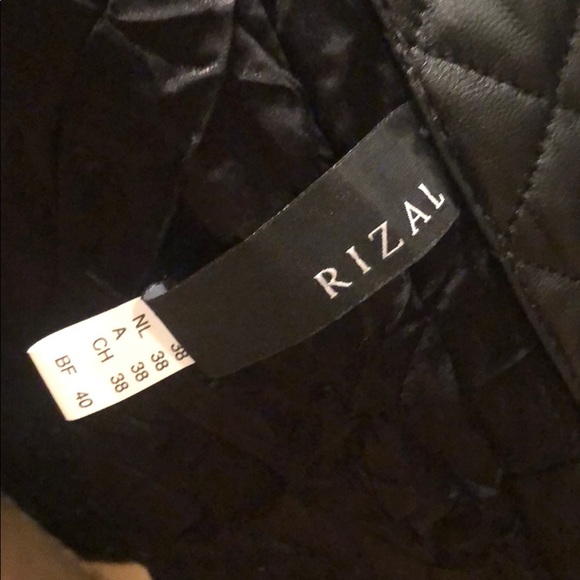 RIZAL Black Leather quilted jacket gold details - Picture 6 of 6